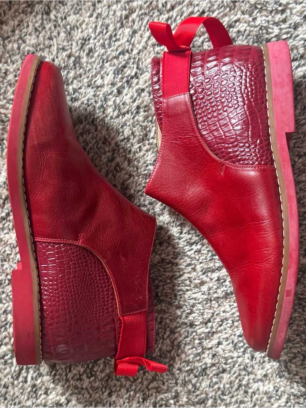 Elephantito Red Croc-Accent Chelsea Booties